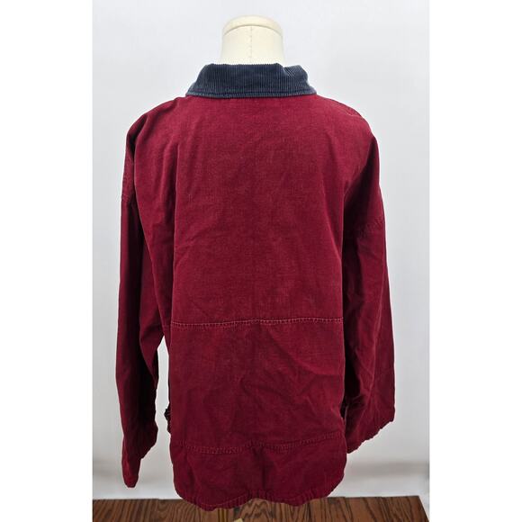 Vintage 90's Cherokee Barn Duck Coat/Chore Jacket Red Canvas Corduroy Collar - Picture 3 of 4